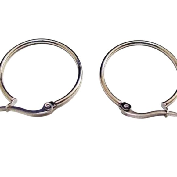 Thin Tube Hoops Pierced Post Studs Earrings Silver Vintage 1" 25mm - Picture 6 of 8